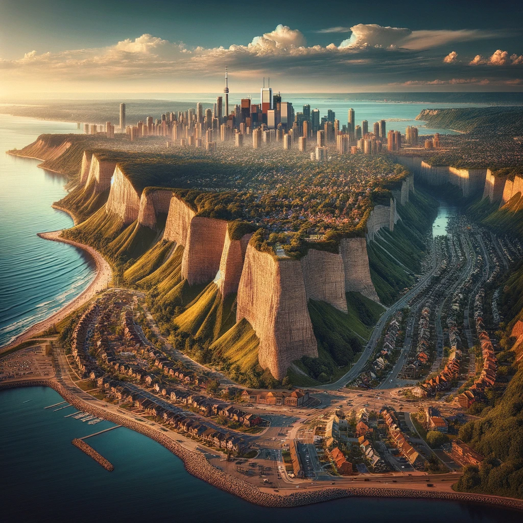  the picturesque Scarborough Bluffs and the East End of Toronto